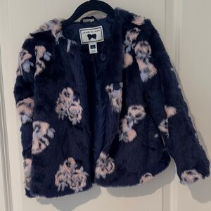 Janie and Jack Navy and Pink Faux Fur Jacket